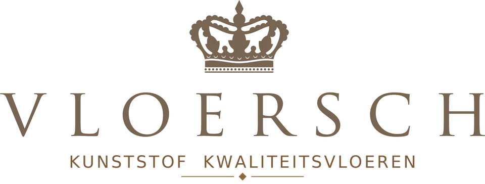 The 2026 Vloersch mark: the crown above the wordmark in gold-brown